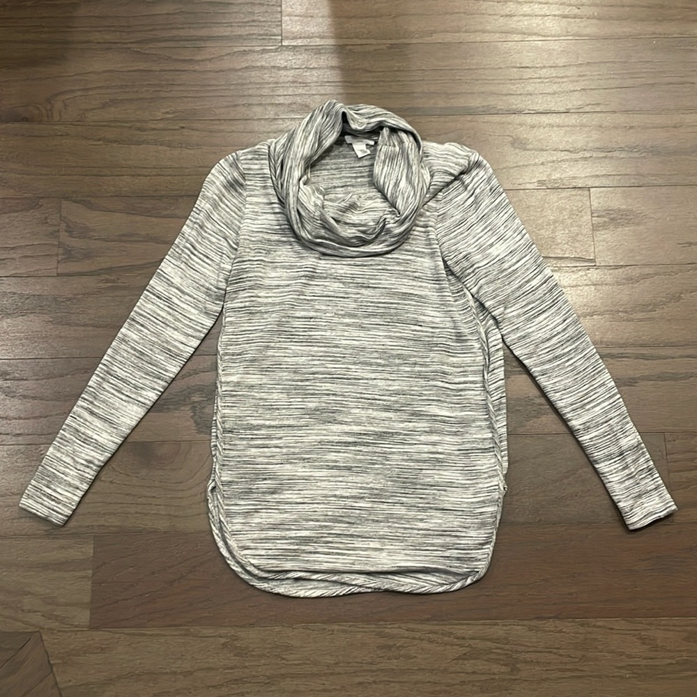 LOFT Outlet Black and Grey Cowl Neck Top - Size XS